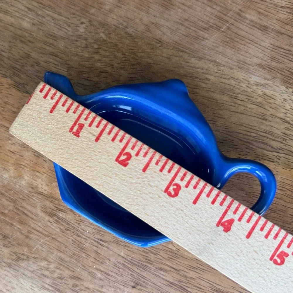 Vintage Pristine Pottery England Cobalt Blue Teapot Shaped Tea Bag Holder